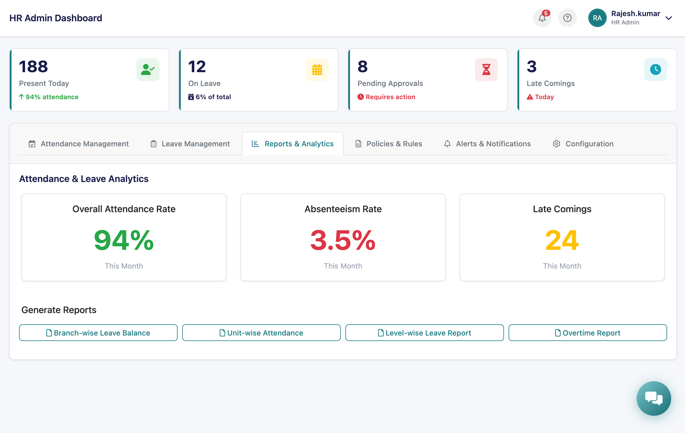 Live Attendance Tracking